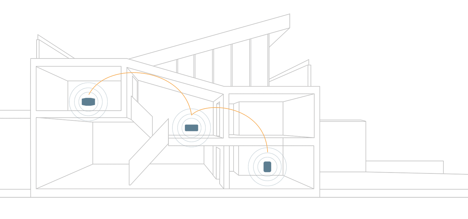 Casa-audio-para-todo-el-hogar Diagrama de transmisión de música vía WiFi a otras habitaciones.